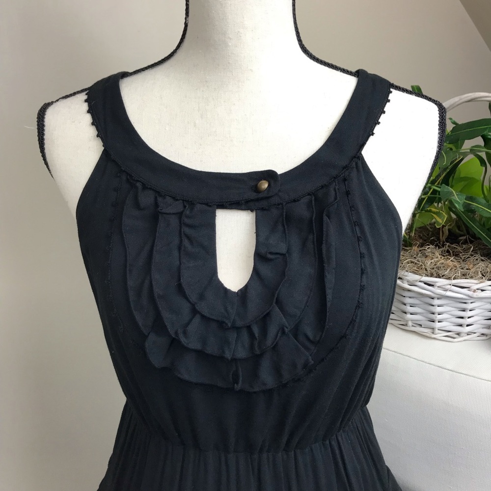 Maeve Anthropologie Black Rayon Ruffle Dress - Picture 7 of 8